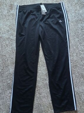 Adidas Black Track Pants with White Side Stripes